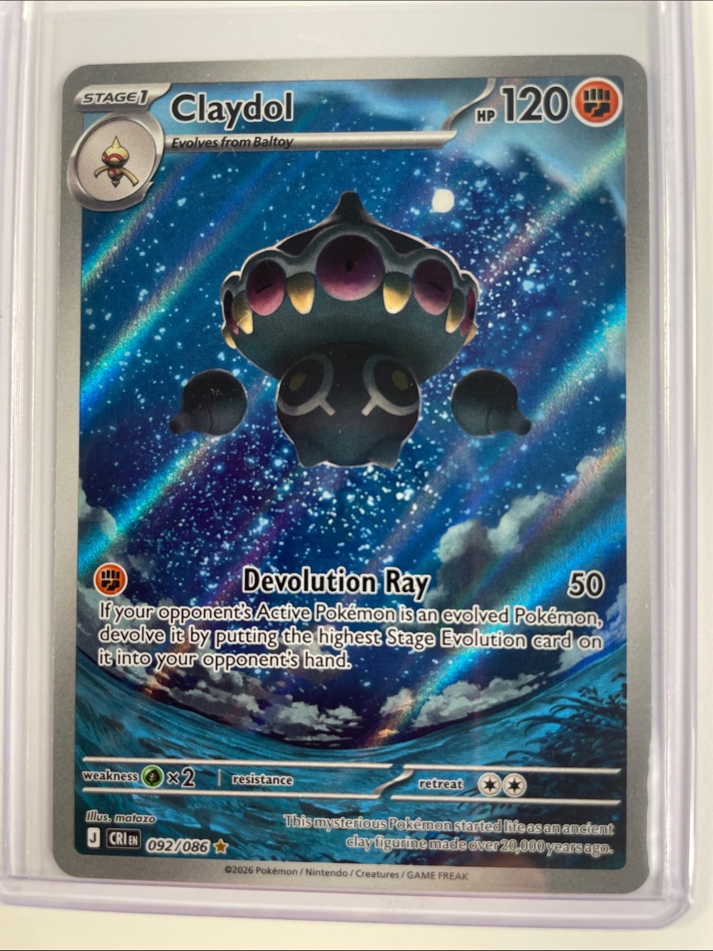 Pokemon Claydol Holo Card - Blue, Teal, Navy
